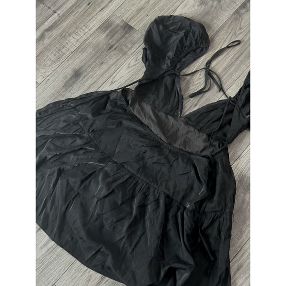 Cotton Candy LA Smocked Baby Doll Poof Dress - Shiny Black Small, Built In Short - Picture 9 of 9